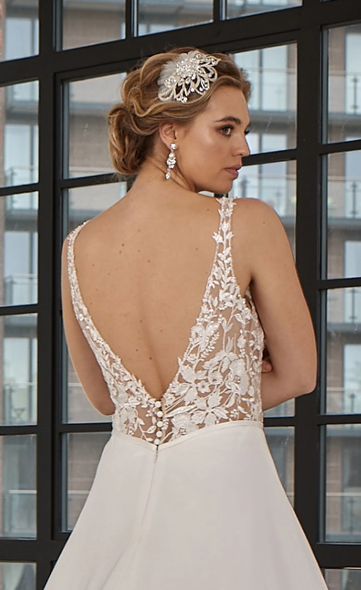 LC313 Illusion Chiffon Wedding Dress - Image 2