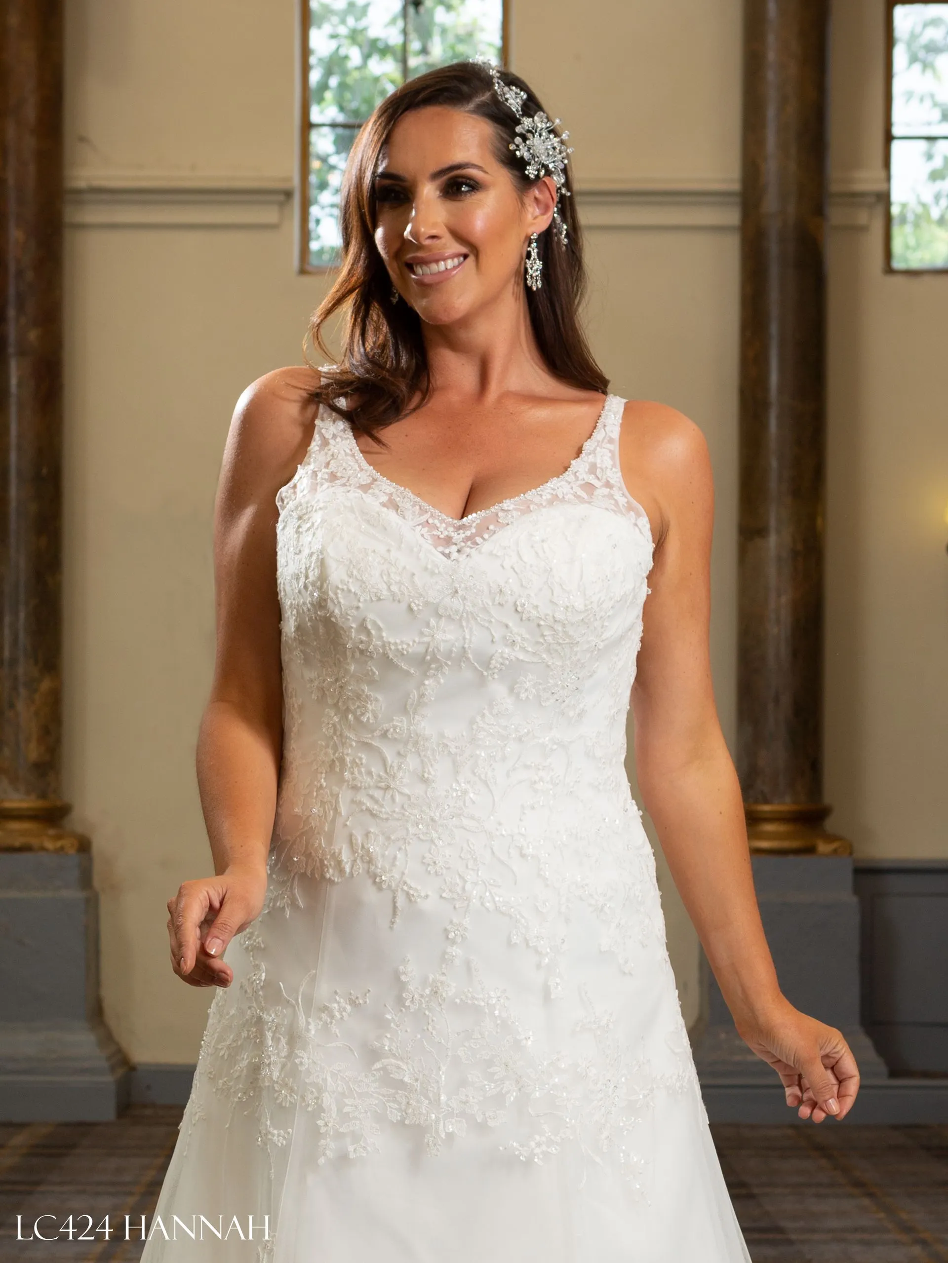 LC424 Illusion A-Line Lace Wedding Dress - Image 3