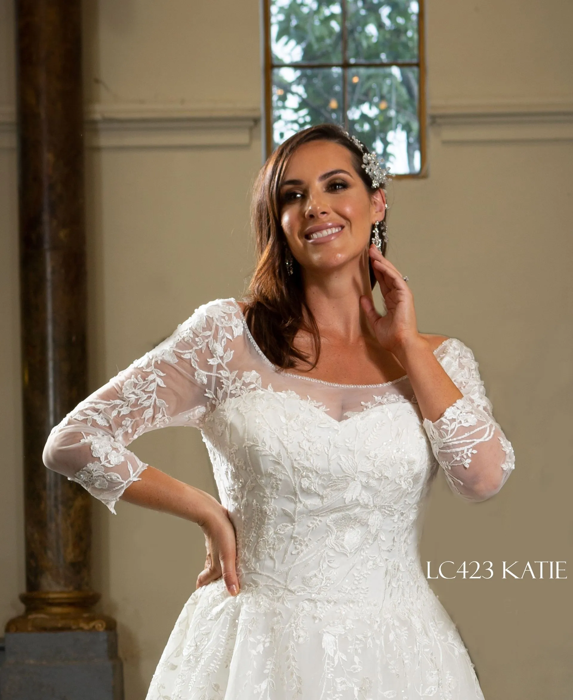 LC423 Glitter Ball Gown Wedding Dress with Corset Bodice