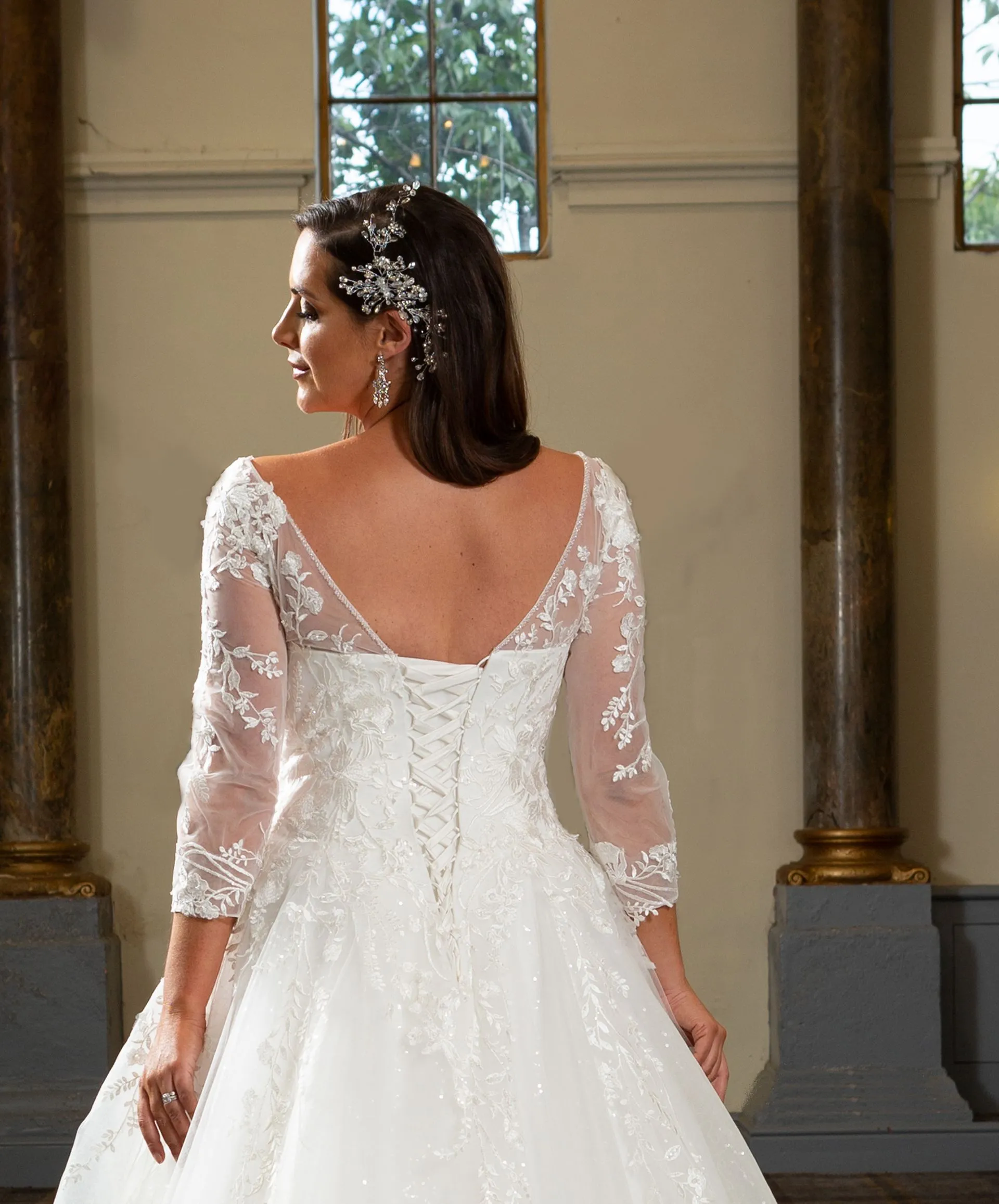 LC423 Glitter Ball Gown Wedding Dress with Corset Bodice - Image 2