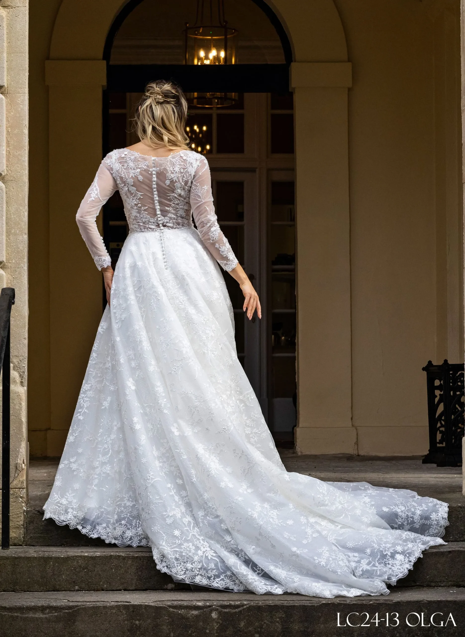 LC24-13 Long Sleeve A-Line Ball Gown Wedding Dress - Image 2