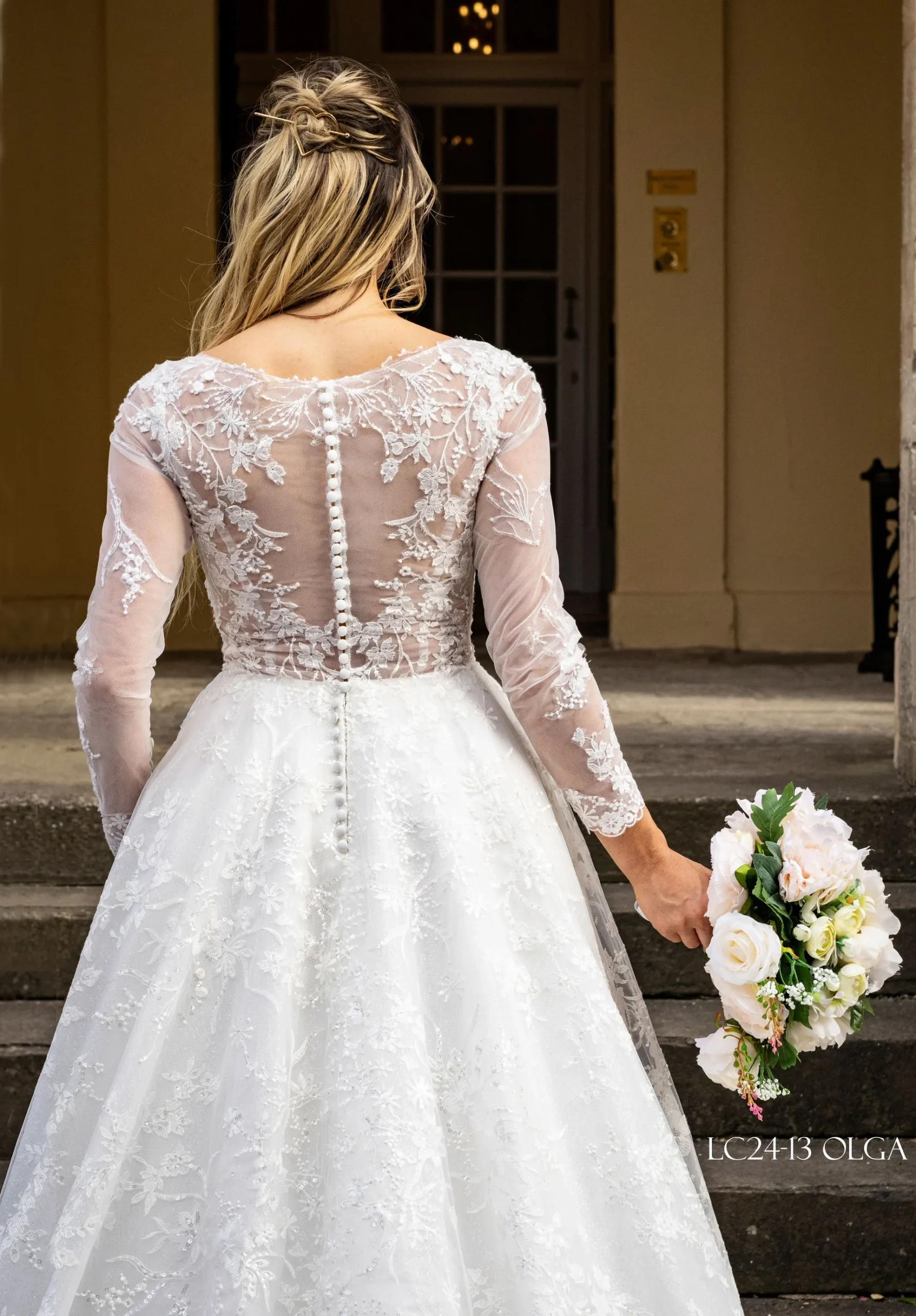 LC24-13 Long Sleeve A-Line Ball Gown Wedding Dress - Image 4