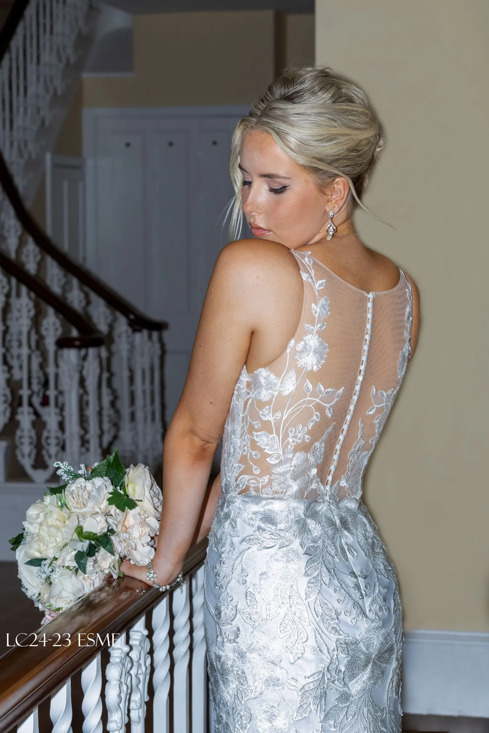 LC24-23 Fit & Flare Lace Wedding Dress - Image 3