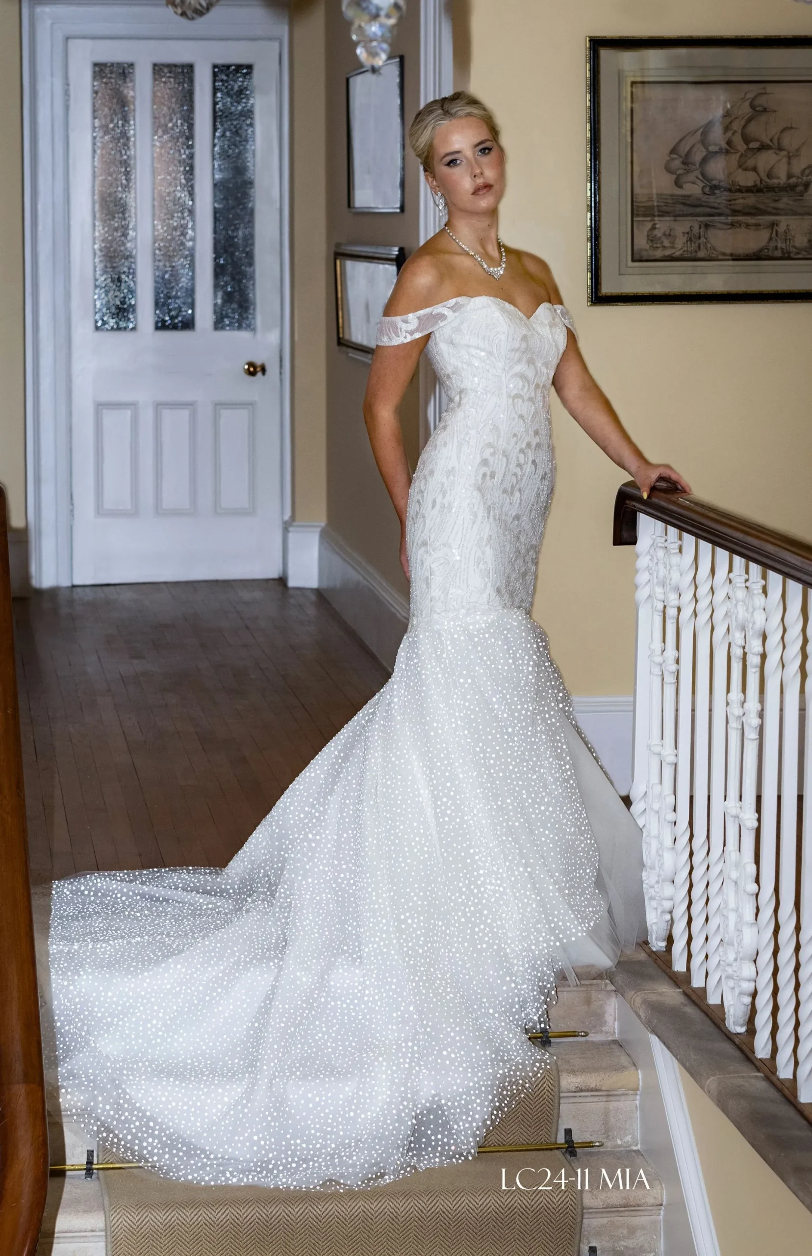 LC24-11 Beaded Lace Mermaid Wedding Dress - Image 5