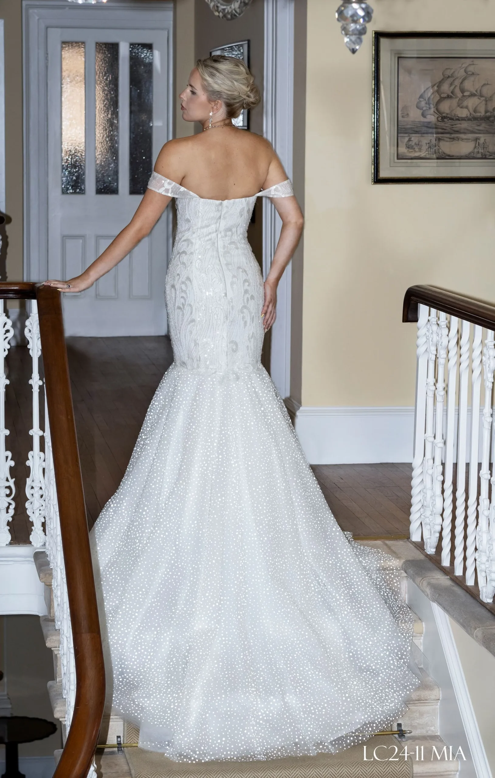 LC24-11 Beaded Lace Mermaid Wedding Dress - Image 3