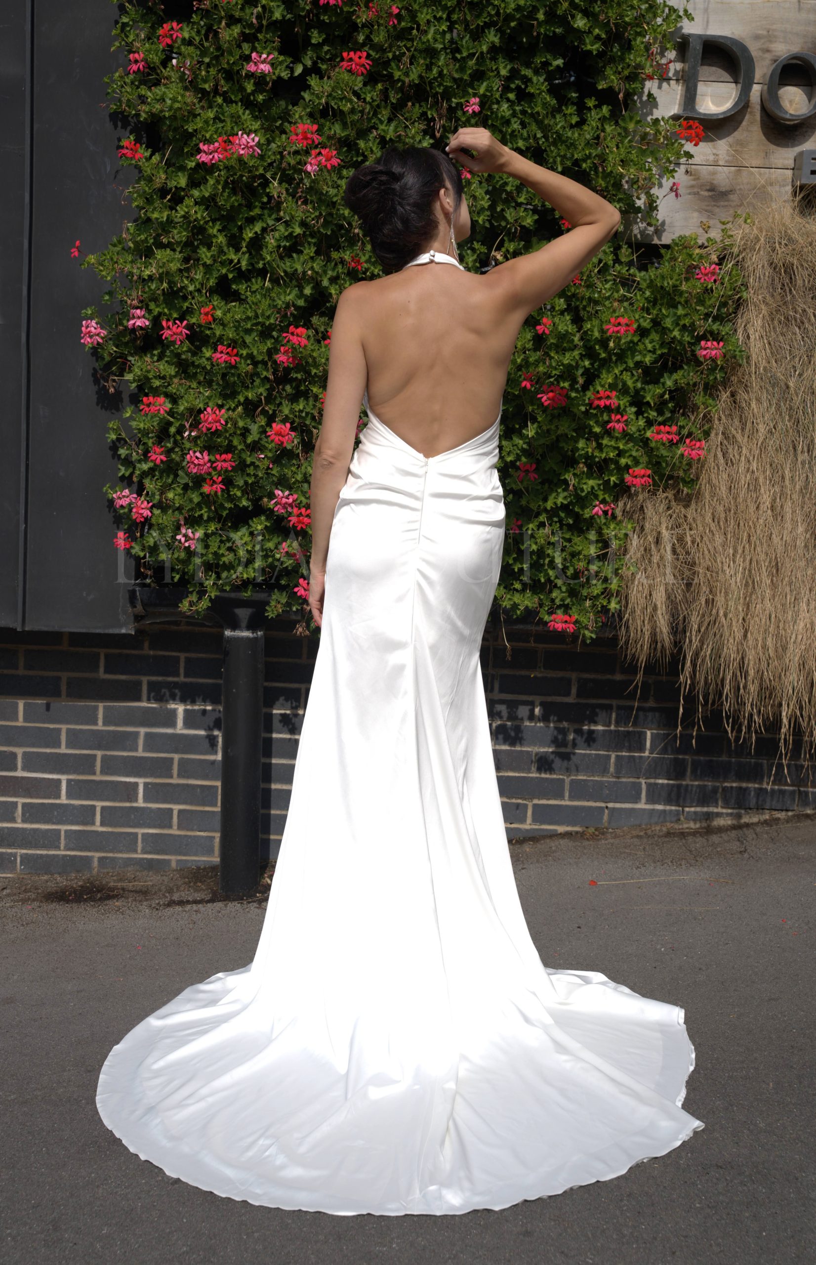 LC2701 – Elegant Jenny Halter-Neck Satin Wedding Dress - Image 2
