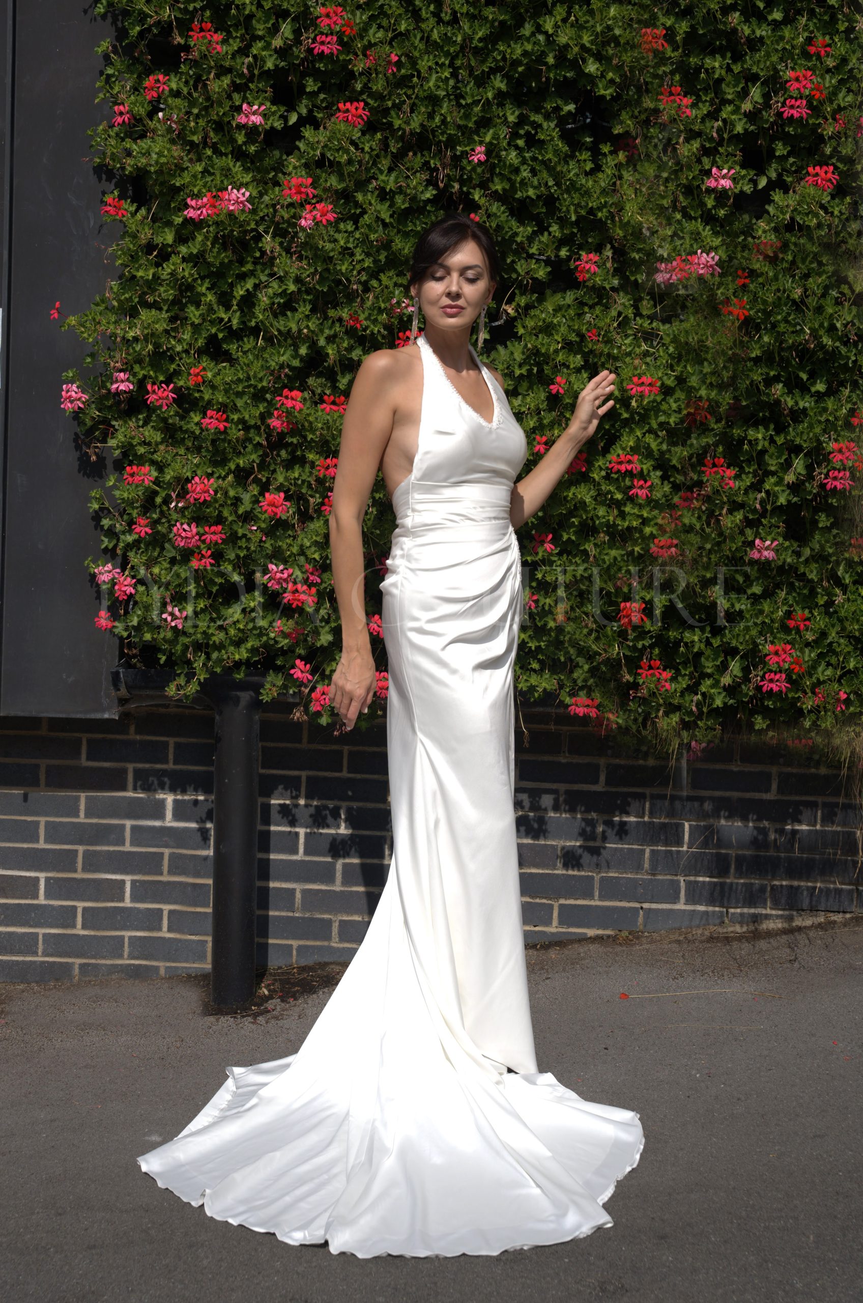 LC2701 – Elegant Jenny Halter-Neck Satin Wedding Dress